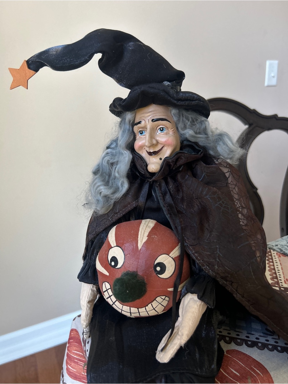 Vintage Halloween Phoebe Witch Sitting Doll Decor